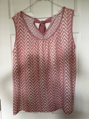 Late August  Pink & White Chevron Tie-Back Blouse Sz XL